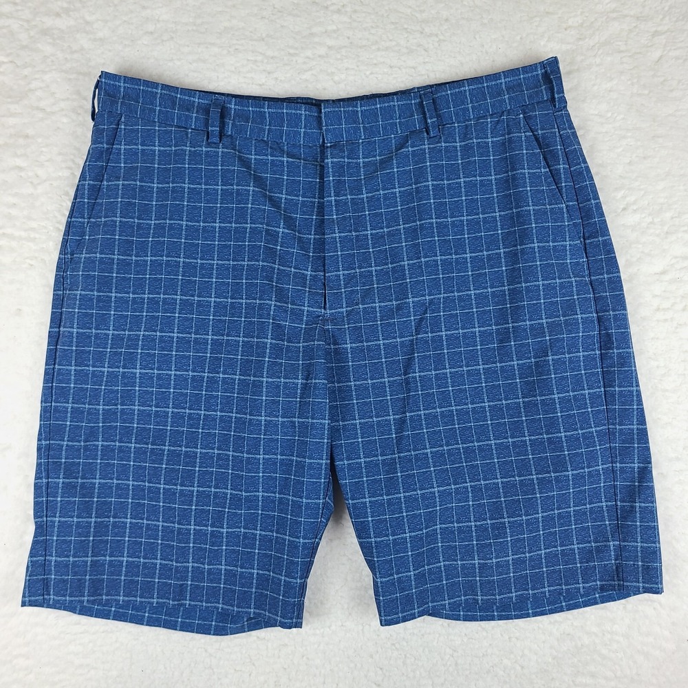 Walter Hagen Shorts Mens 38 Blue Check 10" Inseam Casual Chino Performance Golf